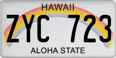 HI license plate ZYC723