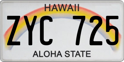 HI license plate ZYC725