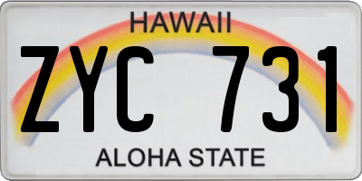 HI license plate ZYC731