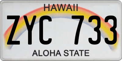 HI license plate ZYC733