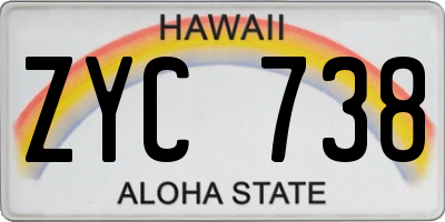 HI license plate ZYC738