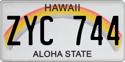 HI license plate ZYC744