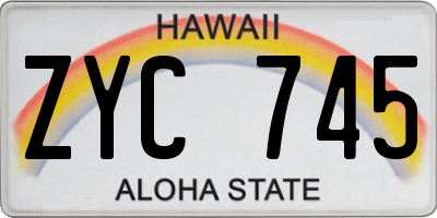 HI license plate ZYC745