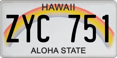 HI license plate ZYC751