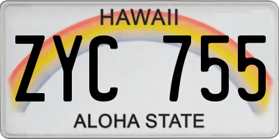 HI license plate ZYC755