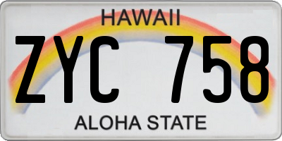 HI license plate ZYC758