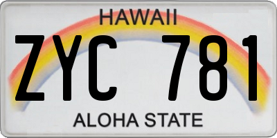 HI license plate ZYC781