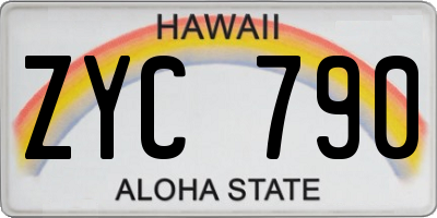 HI license plate ZYC790