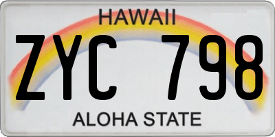 HI license plate ZYC798