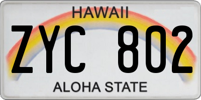 HI license plate ZYC802