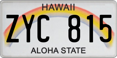 HI license plate ZYC815