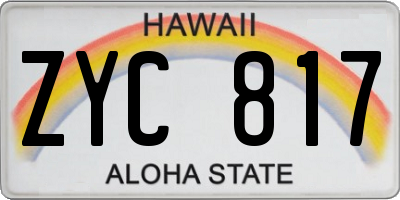 HI license plate ZYC817