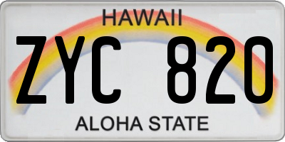 HI license plate ZYC820