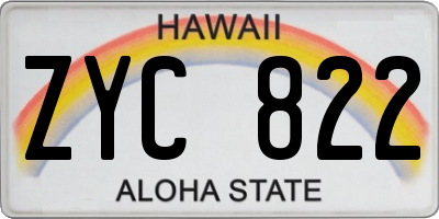 HI license plate ZYC822