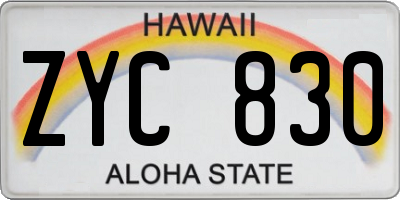 HI license plate ZYC830
