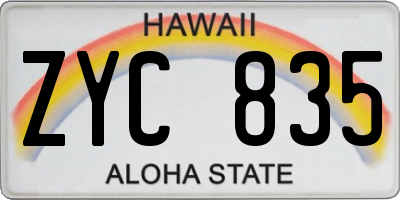HI license plate ZYC835