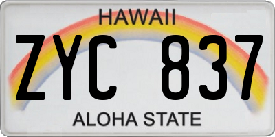 HI license plate ZYC837