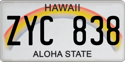 HI license plate ZYC838