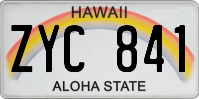 HI license plate ZYC841