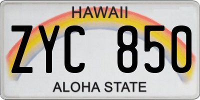 HI license plate ZYC850