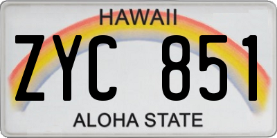 HI license plate ZYC851