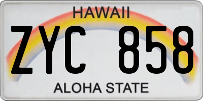 HI license plate ZYC858