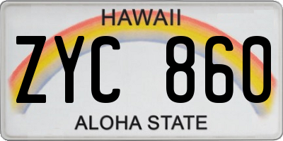 HI license plate ZYC860