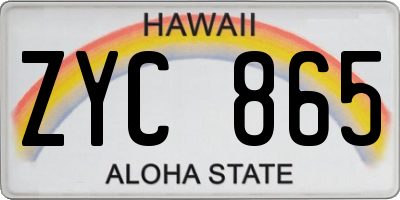 HI license plate ZYC865