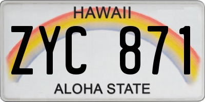 HI license plate ZYC871