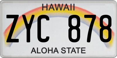 HI license plate ZYC878