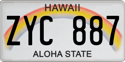HI license plate ZYC887