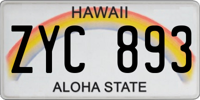 HI license plate ZYC893