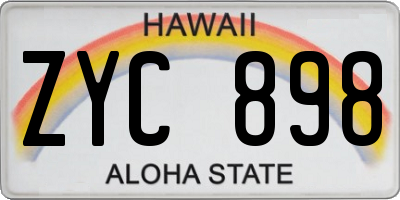 HI license plate ZYC898