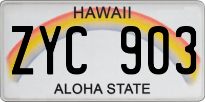 HI license plate ZYC903