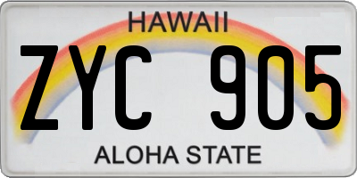 HI license plate ZYC905