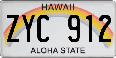 HI license plate ZYC912