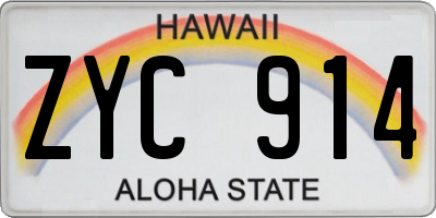 HI license plate ZYC914