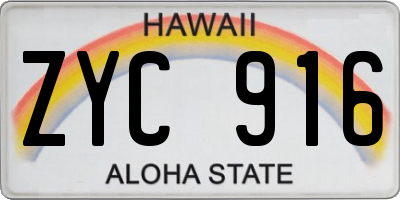 HI license plate ZYC916