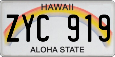 HI license plate ZYC919
