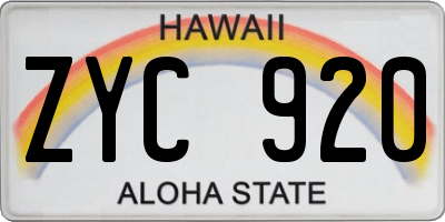 HI license plate ZYC920
