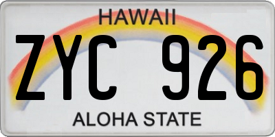 HI license plate ZYC926
