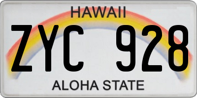 HI license plate ZYC928
