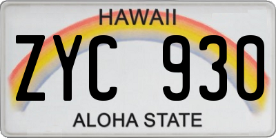 HI license plate ZYC930