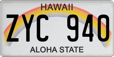 HI license plate ZYC940