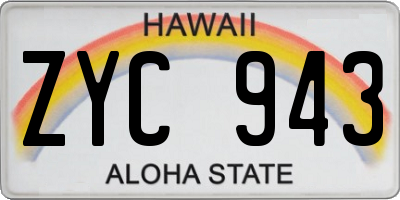 HI license plate ZYC943
