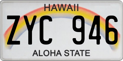 HI license plate ZYC946