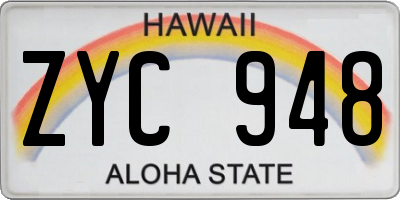 HI license plate ZYC948