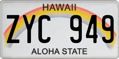 HI license plate ZYC949