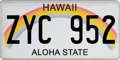 HI license plate ZYC952