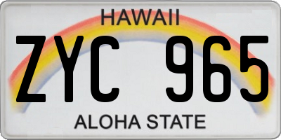 HI license plate ZYC965